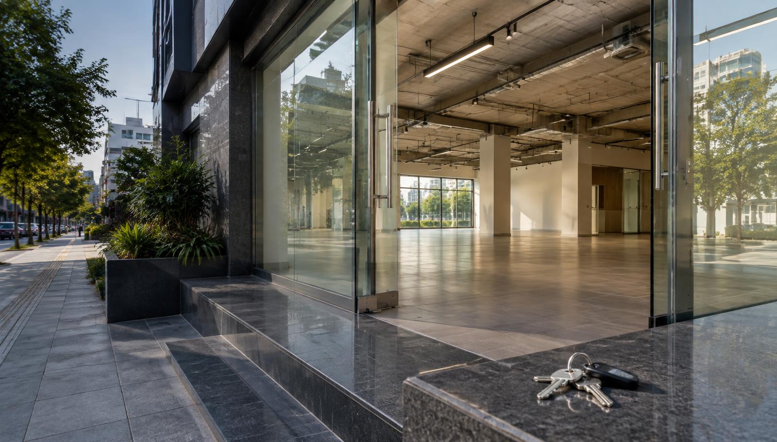Open commercial space with keys ready for occupancy