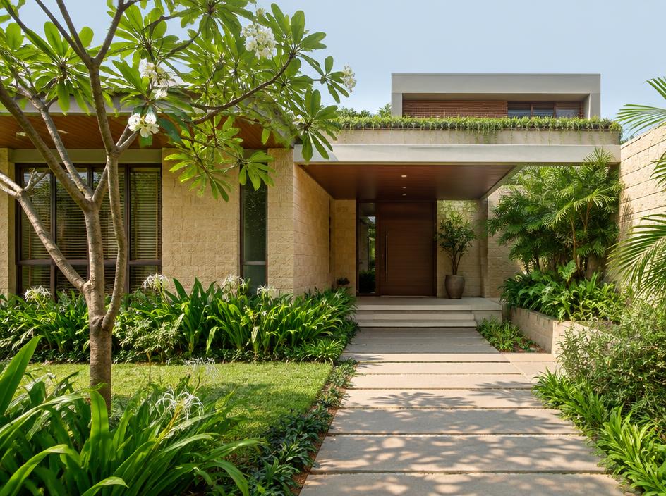 Contemporary independent villa exterior
